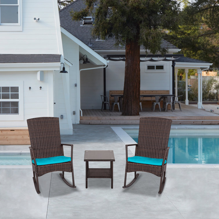 Red Barrel Studio 3piece Rocking Bistro Set, Outdoor Rocker Chairs And